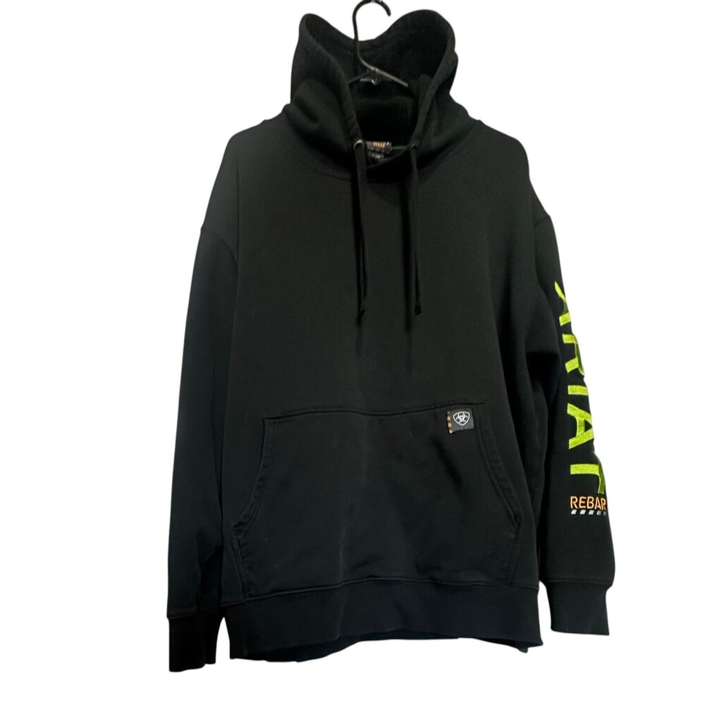Ariat Men's Rebar Embroidery Pullover Hoodie Sweatshirt Black Mens Size XL